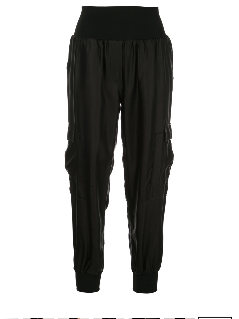cinq a sept Black Satin Cargo Jogger Pants